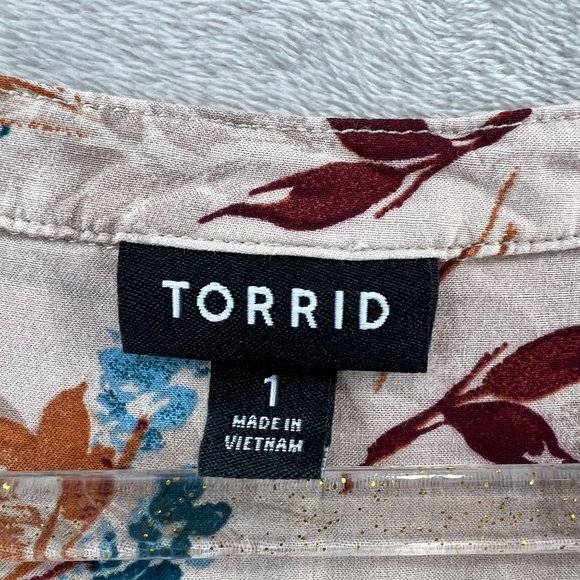Torrid Top Womens Plus 1X Antique Floral Button Down Blouse - Picture 2 of 9